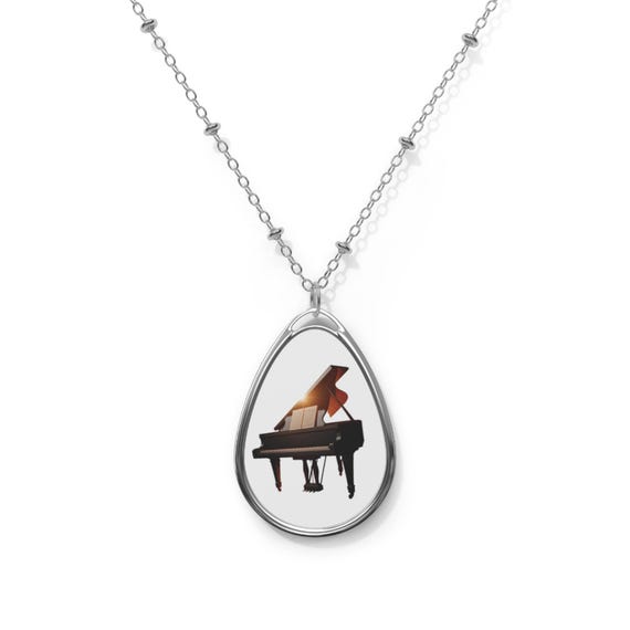 Grand Piano Oval Necklace | Music Lover Pendant