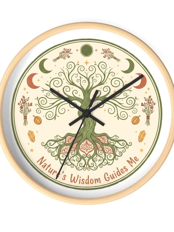 Tree of Life Illustration Wall Clock | Nature's Wisdom Circular Clock