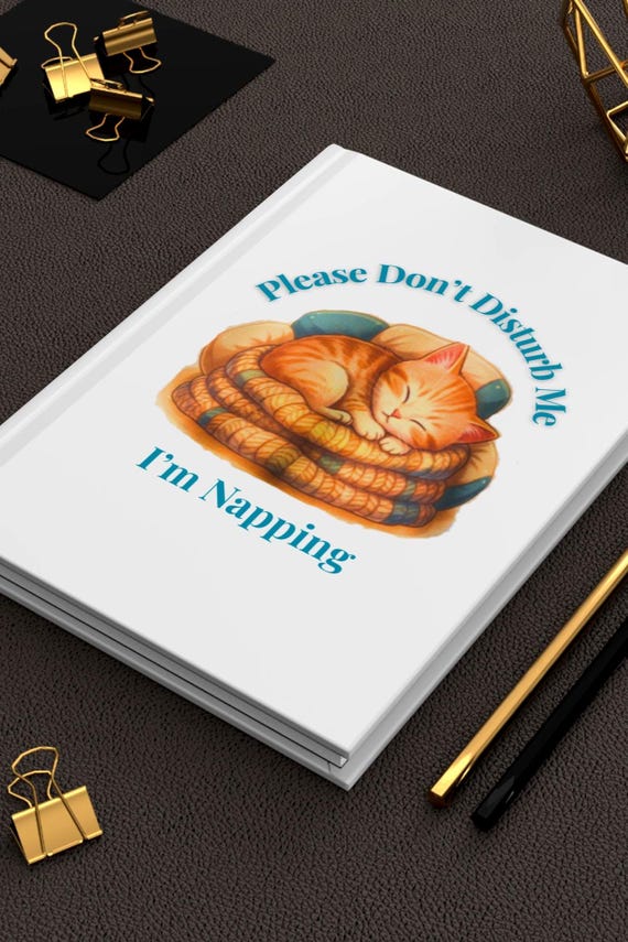 Sleeping Cat Hardcover Journal, Napping Kitten Illustration