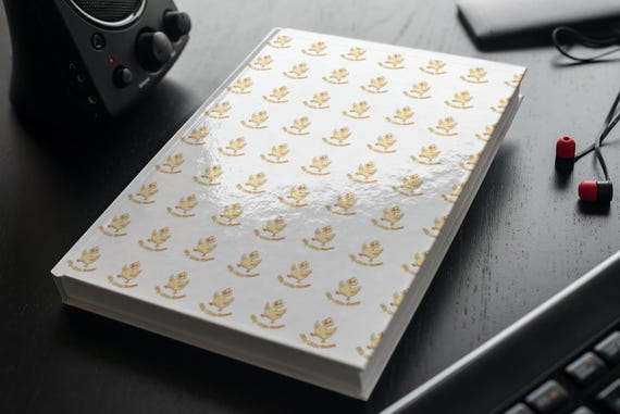 Gold Silly Goose Repeating Pattern Hardcover Journal | Record Baby Memories