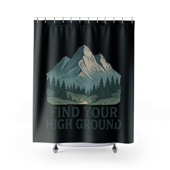 Find Your High Ground Shower Curtain | Mountain Landscape, Forest Path