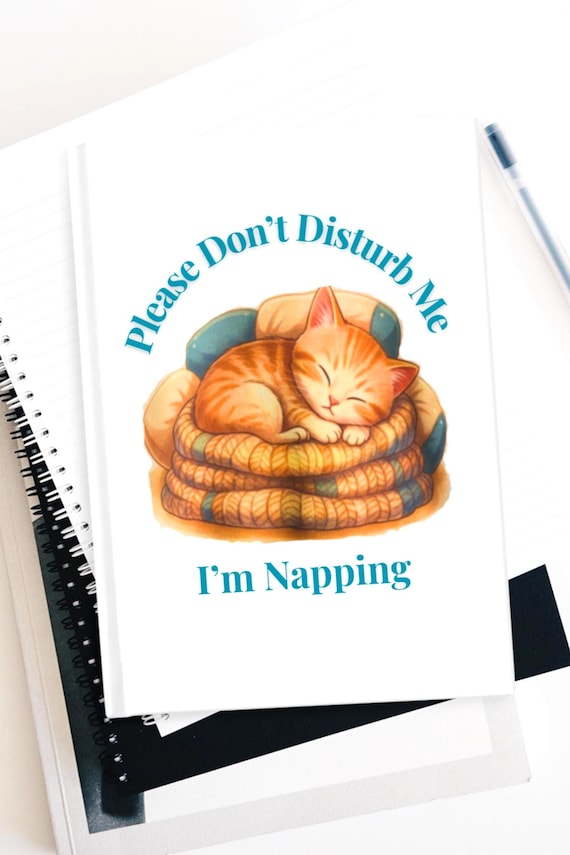 Hard Cover Journal with Napping Orange Cat Cover