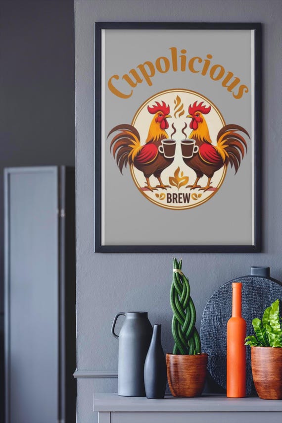 Cupolicious Rooster Coffee Canvas | Kitchen Wall Art, Coffee Shop Decor