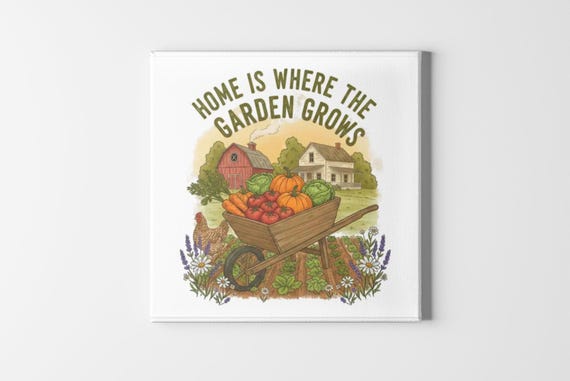 Home Is Where the Garden Grows Canvas Wall Art, Matte Stretched Canvas