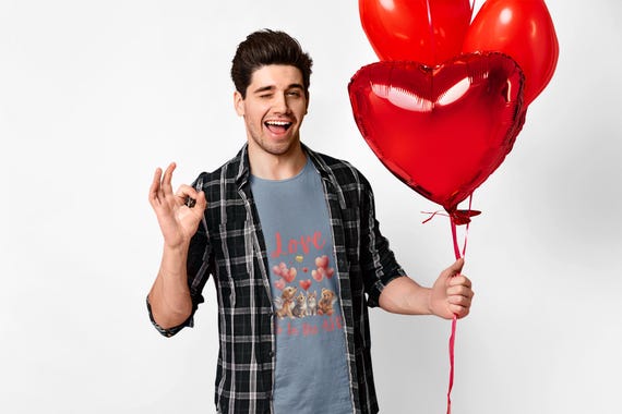 Love Is in the Air Puppies T-Shirt | Hearts & Butterflies