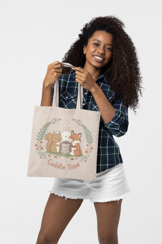 Cozy Forest Critters Tote Bag | Cute Animal Illustration, Whimsical Critter Art