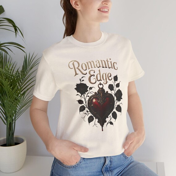 Romantic Edge heart locket rose tee | Gothic floral graphic tee