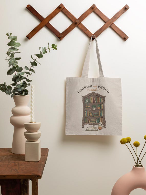 Bibliophile Bookshelf Tote | Reading Renaissance, book lover canvas tote