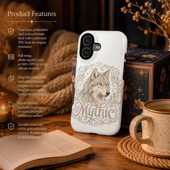 Mythic Wolf Magnetic Phone Case | Impact-Resistant Dual-Layer Design