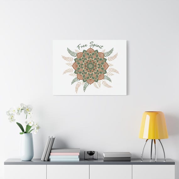 Colorful Mandala  Canvas  Decor| Boho Paisley Wall Art, Earthy Tones