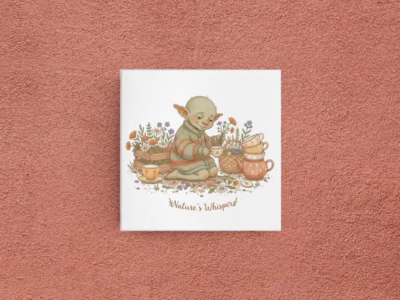 Goblincore Tea Party Canvas Print | Cottagecore Wall Art