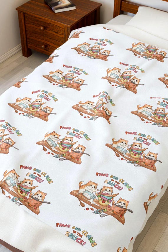 Cozy Cats Velveteen Plush Blanket | Cozy Cat Pattern Throw