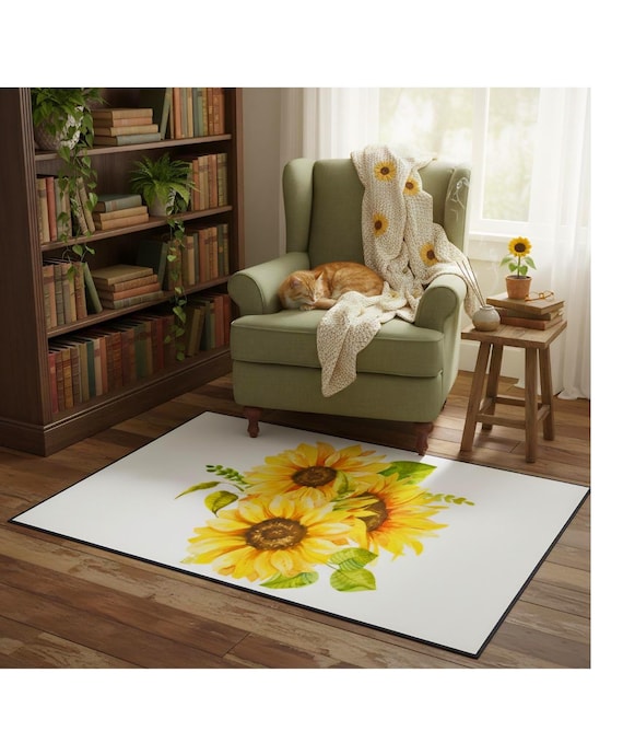 Sunflower Bouquet Floor Mat | Yellow Floral Entryway Rug