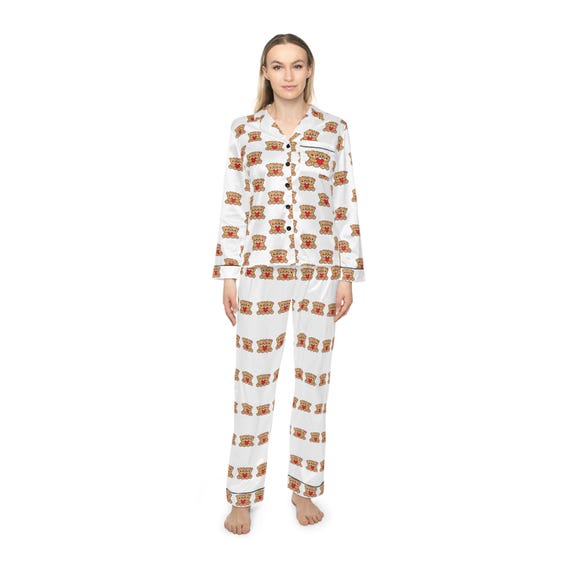 Teddy Bears with Heart Satin Pajama Set