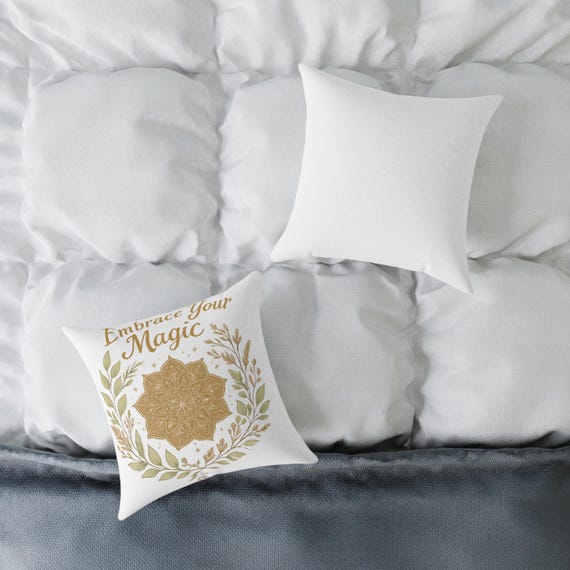 Embrace Your Magic Decorative Pillow - Gold Mandala Square Throw Pillow