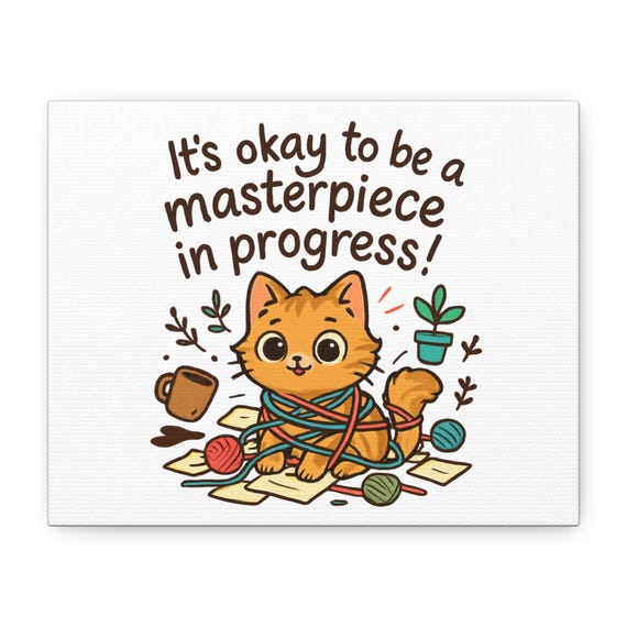 Matte Canvas, Stretched, 1.25-Cat Masterpiece in Progress