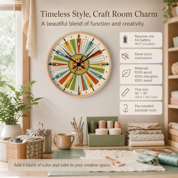 Mid Century Retro Wall Clock | Vintage Small Decorative Clock