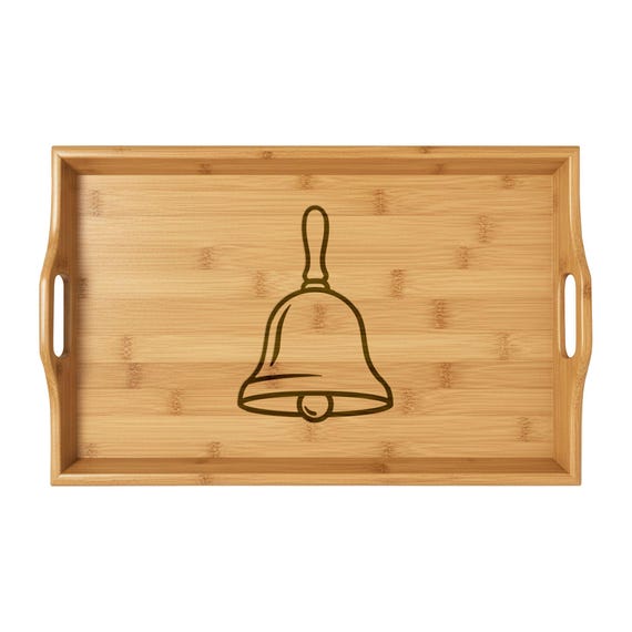 Dinner Bell Engraving Bamboo Serving Tray | Wooden Breakfast Tray