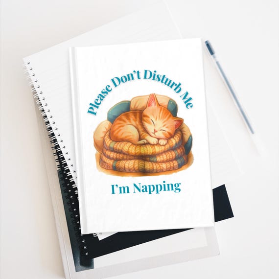 Hard Cover Journal with Napping Orange Cat Cover