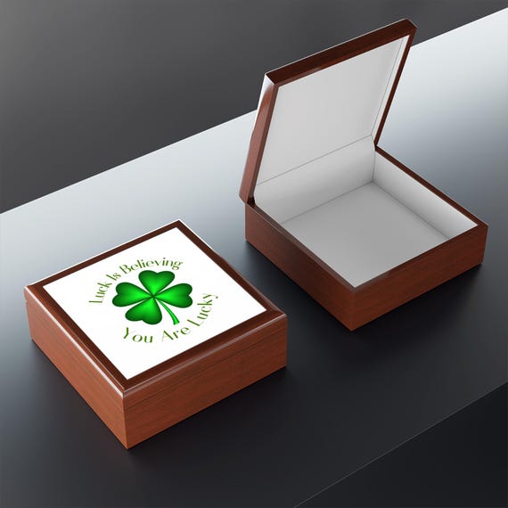 Four Leaf Clover Custom Jewelry Box | Luck Is Believing You Are Lucky-Shamrock Gift