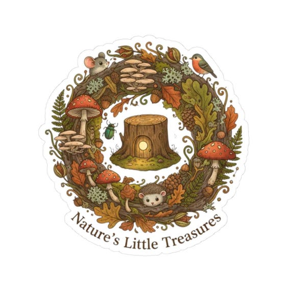 Mushroom Wreath Kiss-Cut Stickers | Goblincore, Cottagecore Sticker