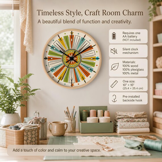 Mid Century Retro Wall Clock | Vintage Small Decorative Clock