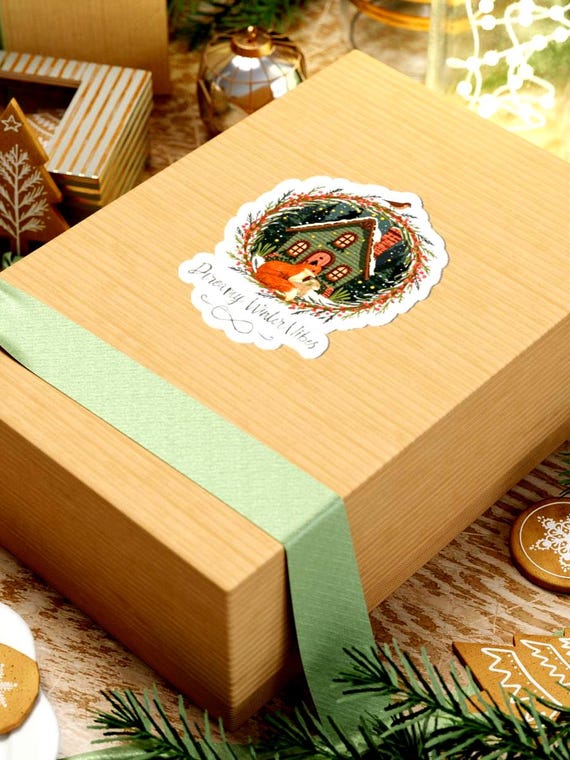 Pastel Cottage Sticker | Fox, Winter Cottagecore Christmas