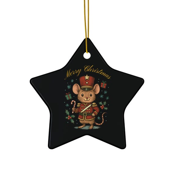 Star Mouse Nutcracker Ceramic Christmas Ornament