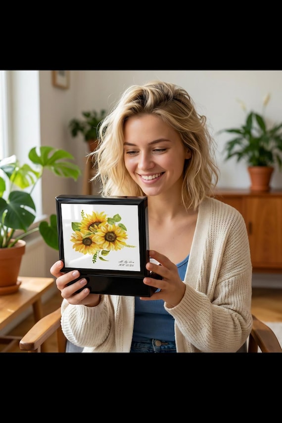 Personalized Sunflower Bouquet Jewelry Box