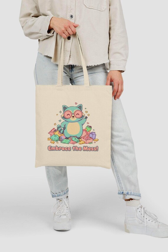 Embrace the Mess Woodland Cat Tote Bag | Cotton Canvas