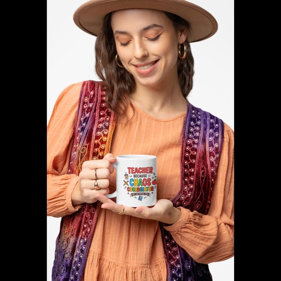 Chaos Coordinator Teacher Mug | Ceramic Coffee Cup, Colorful Classroom Design