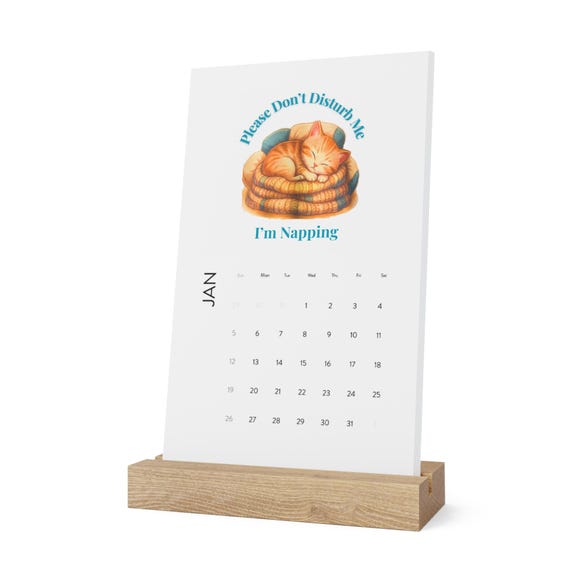 Sleeping Cat Illustration Vertical Desk Calendar