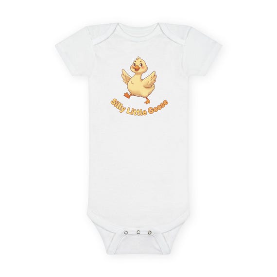 Cute Yellow Duckling Onesie | Smiley Little Chick Graphic Baby Bodysuit