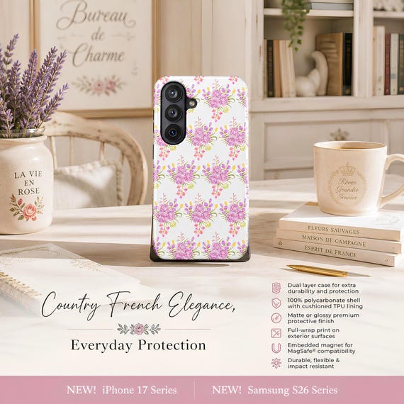 Pink Watercolor Floral Phone Case | Magnetic Impact-Resistant Case