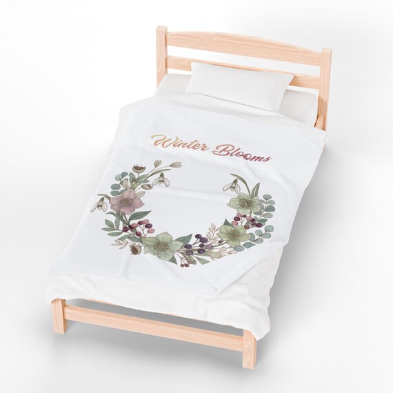 Winter Blooms Velveteen Blanket | cottagecore winter, rustic floral