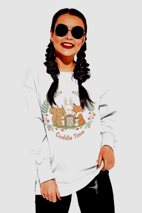 Cozy Forest Critters Sweatshirt | Woodland Animal Illustration
