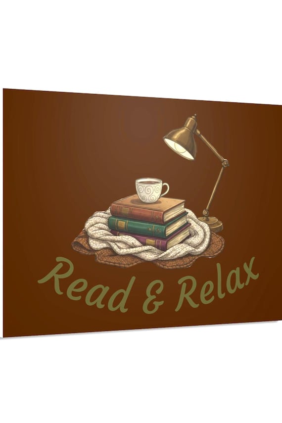 Read & Relax foam board | cozy books, lamp, coffee wall art