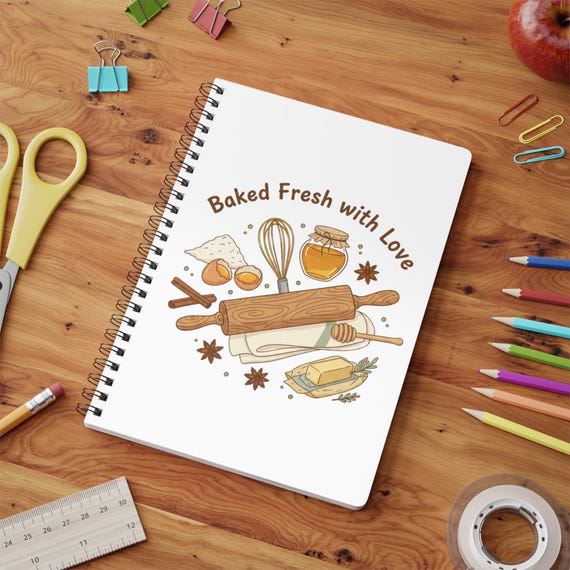 Baked Fresh With Love Notebook Wirebound Softcover A5 Journal
