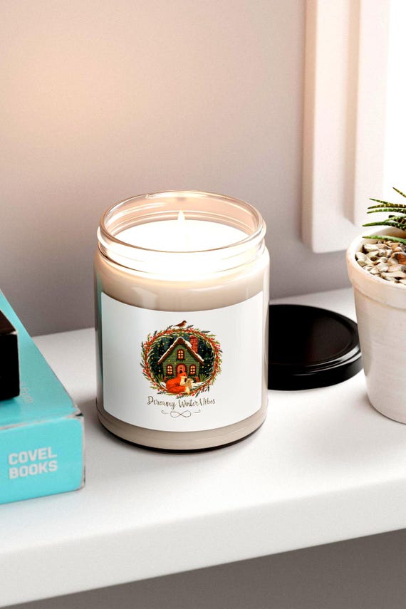 Pastel Cottagecore Dreamy Winter Candle Soy Jar, 9oz | Christmas Home Decor