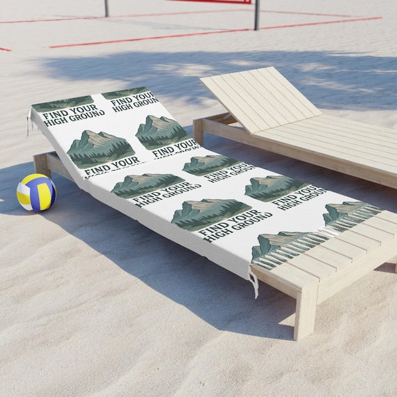 Find Your High Ground mountain print Beach Towel | Boho coastal fringe towel