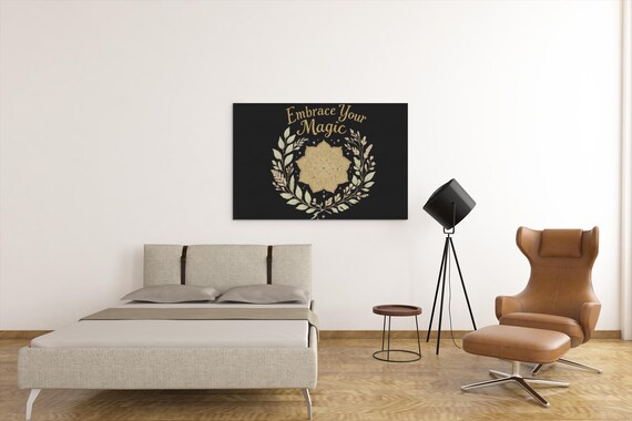 Embrace Your Magic Canvas Wall Art  Botanical Mandala Matte Stretched Print