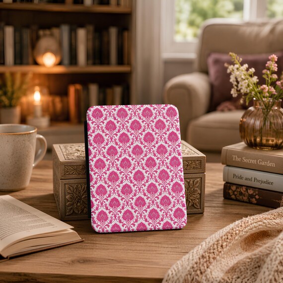 Pink Damask Pattern Kindle Case | Floral Vintage Ornament
