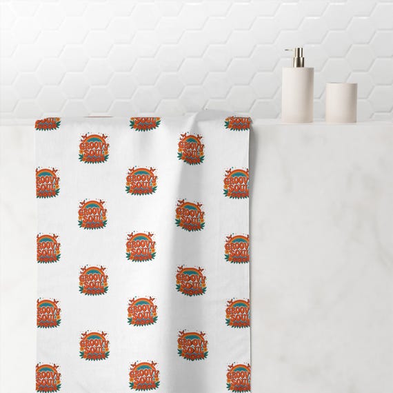 Retro Orange Flower Pattern Towel |  Repeat Print