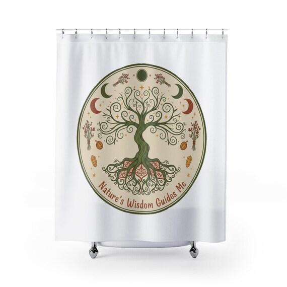 Tree of Life Nature's Wisdom Shower Curtain | Celestial Moon Phases