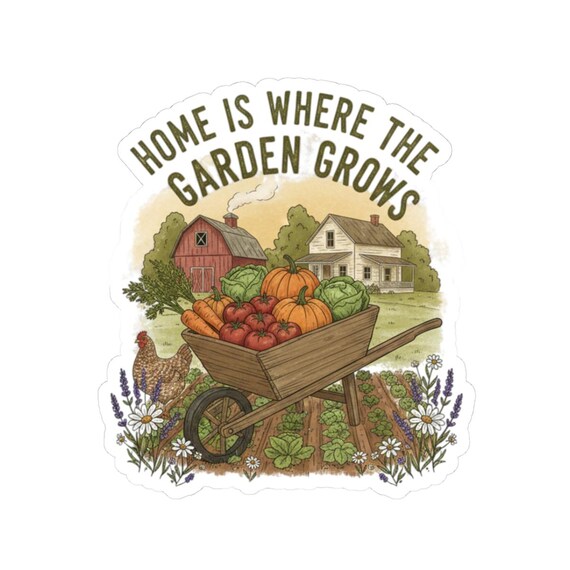 Home Is Where the Garden Grows Kiss-Cut Stickers | Plant Quote Decal