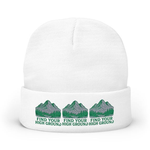 Find Your High Ground knit beanie | Mountain embroidery, outdoor hiking motif