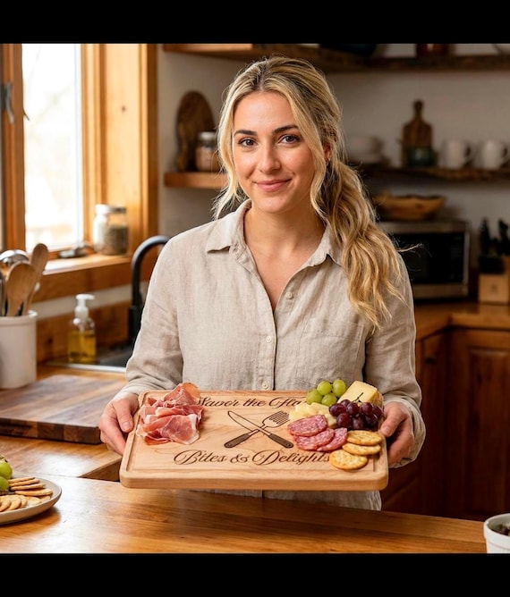 Engraved Wooden Cutting Board | Savor the Flavor Kitchen Serving Board
