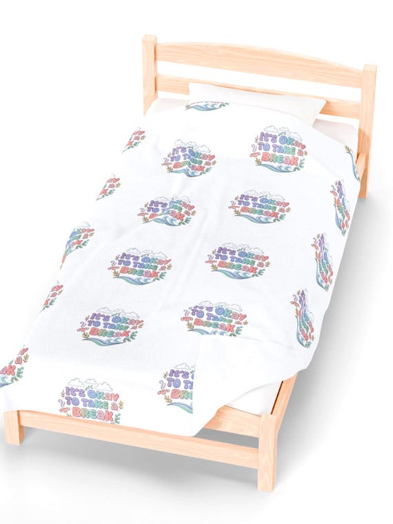 It's Okay To Take A Break Velveteen Blanket | Burnout, Self Care Pastel Affirmation