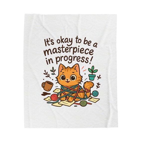 Velveteen Plush Blanket - Cat Masterpiece in Progress