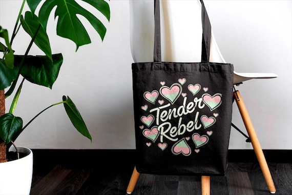 Tender Rebel Tote Bag | Cotton Canvas Tote, Retro Script Design